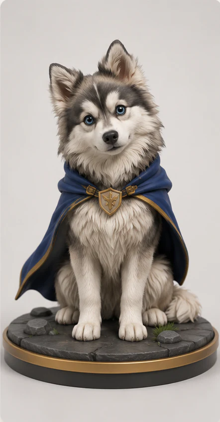 Example 3D figure concept of the husky puppy