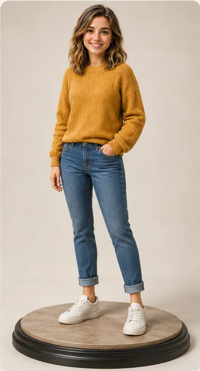 Example display-ready 3D figure concept of the woman